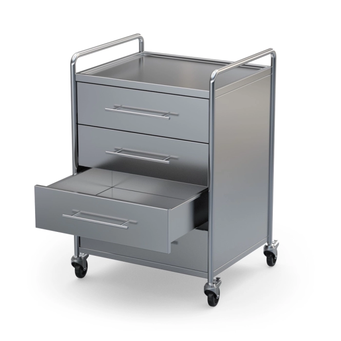 Cărucior tip dulap cu 4 sertare INOX