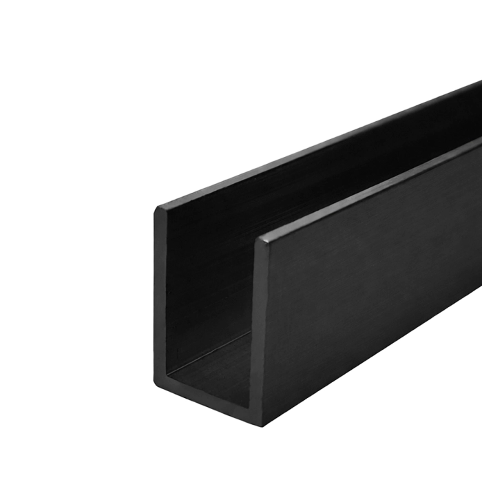 7780 Black Anod / L-6м, Профиль алюминий U-18x12мм, стекло 10мм