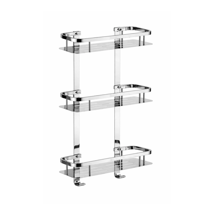 Poliță pentru baie cu 3 niveluri, inox-40267