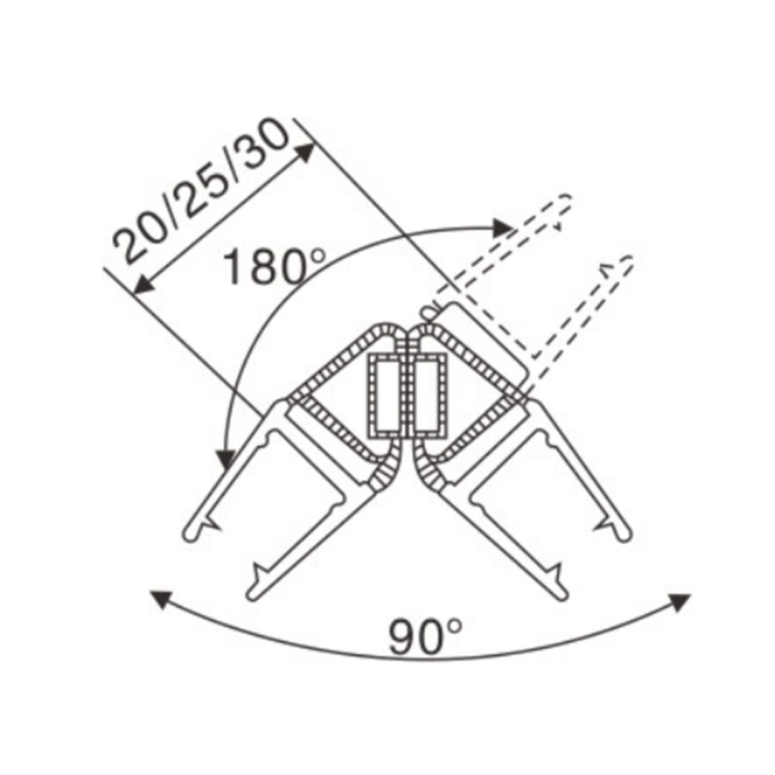 LS-011-6 прозрачный Уплотнитель магнитный 90°/180° стекло 6мм