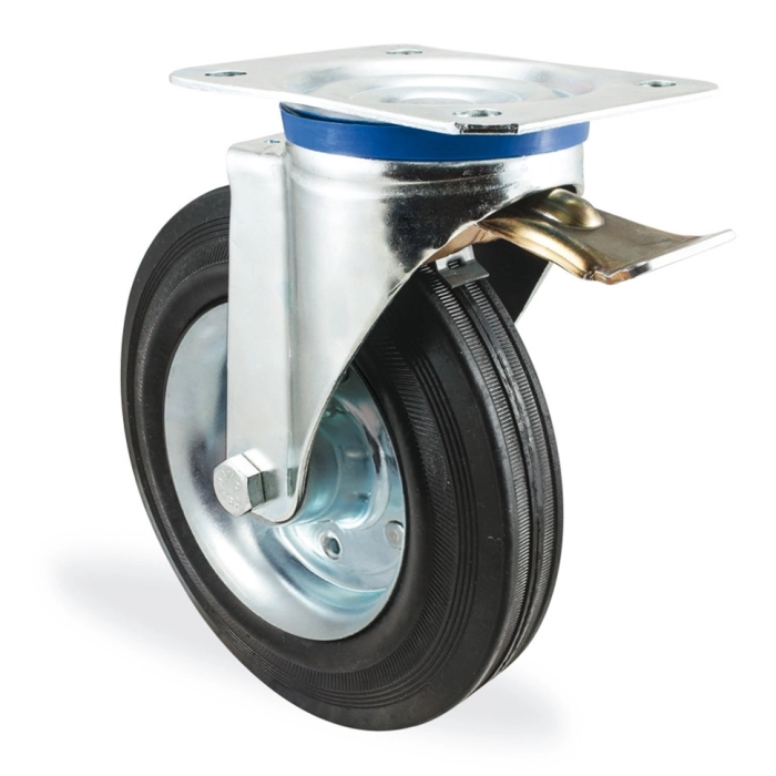 Колесо 3302 SLP Ø200мм F06 резина 205кг с тормозом