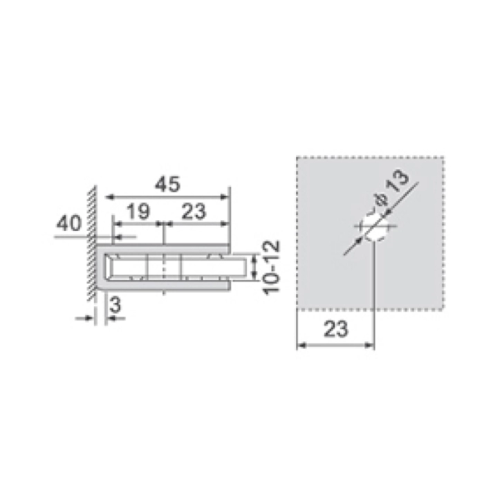 KE-011B SSS Conector perete-sticlă 90*