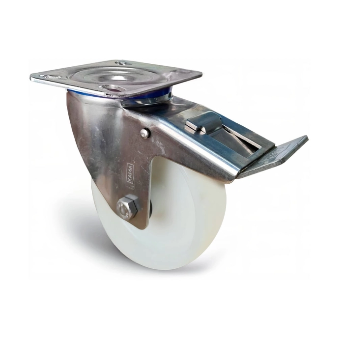 Колесо KS3302 PPB INOX Ø80мм F18 полиамид 120кг с тормозом
