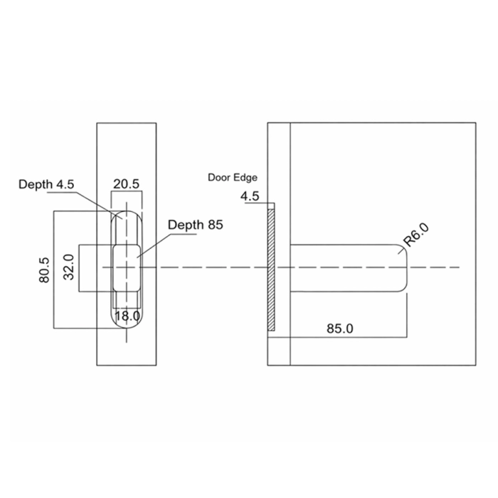 BD272F-C-PR Încuietoare magnetică pentru ușă din sticlă cu cadru din profil, silver