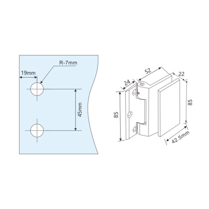 CL-899 Anod Balama sticlă pentru ușă cu toc
